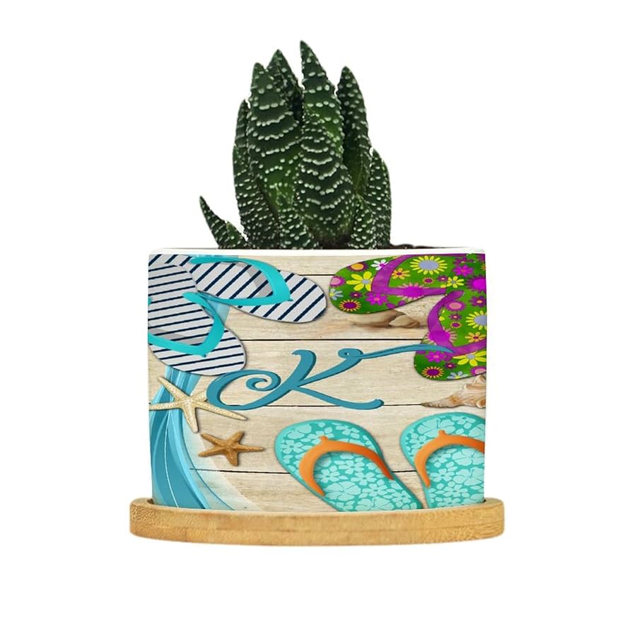 Amazon.com: Summer Flip Flops Flag Letter Initial K Ceramic